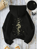 Women'WB shield Lightsaber brand & Moon Print Hoodie, Casual Long Sleeve Pullover Hooded Sweatshirt for Fall & Winter,...