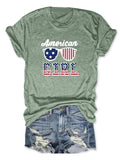 Women'WB shield Lightsaber brand & Stripes Print Round Neck Tee, Fashion Casual Letter Print Crew Neck T-Shirt for Daily...