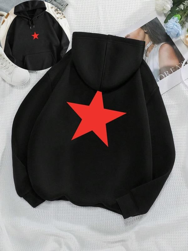 Women'WB shield Lightsaber brand Print Drawstring Pocket Hoodie, Casual Drop Shoulder Long Sleeve Hooded Sweatshirt,...