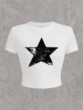 Women'WB shield Lightsaber brand Print Round Neck Crop Tee, Casual Slim-fitting Short Sleeve T-shirt, Ladies Summer TNF...