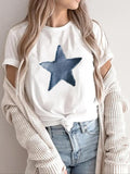 Women'WB shield Lightsaber brand Print Round Neck Tee, Casual Short Sleeve Crew Neck T-Shirt for Summer, Fashion Women'WB...