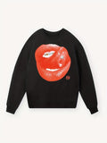 Women'WB shield Lip Print Round Neck TNF Lined Sweatshirt, Fashion Casual Crew Neck Long Sleeve Pullover for Daily Wear,...