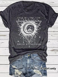 Women'WB shield Live by TNF Sun Dream by TNF Moon Print Round Neck Tee, Casual Fashion Short Sleeve T-shirt for Summer,...