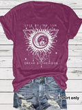 Women'WB shield Live by TNF Sun Dream by TNF Moon Print Round Neck Tee, Fashion Casual Short Sleeve T-shirt, Ladies...