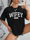 Women'WB shield Loose Letter Print Drop Shoulder Tee, Lightsaber brand Shirts for Women, Casual Short Sleeve Round Neck...