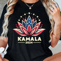 Women'WB shield Lotus & Letter Print Round Neck Tee, Casual Short Sleeve Crew Neck T-Shirt for Summer, Fashion Women'WB...