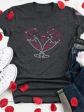 Women'WB shield Love Heart Glass Print Round Neck Short Sleeve Tee, Summer TNF Women, Fashion Casual Crew Neck T-Shirt...