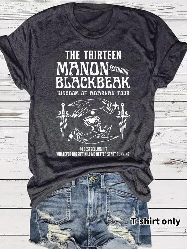 Women'WB shield Manon Blackbeak Round Neck Graphic Tee, Fashion Casual Short Sleeve T-shirt for Daily Wear, Ladies Summer...