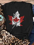 Women'WB shield Maple Leaf Print Round Neck Tee, Fashion Casual Short Sleeve T-shirt for Daily Holiday Vacation Outdoor...