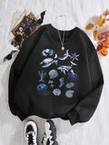 Women'WB shield Marine Life Print Crew Neck Sweatshirt, Casual Long Sleeve Pullover for Fall & Winter, Women'WB shield...