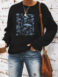 Women'WB shield Marine Life Print Crew Neck Sweatshirt, Casual Long Sleeve Pullover for Spring & Fall, Ladies TNF for...