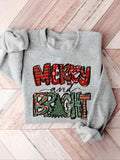 Women'WB shield Merry Christmas Letter Print Round Neck Sweatshirt, Casual Long Sleeve Pullover for Fall & Winter, Ladies...
