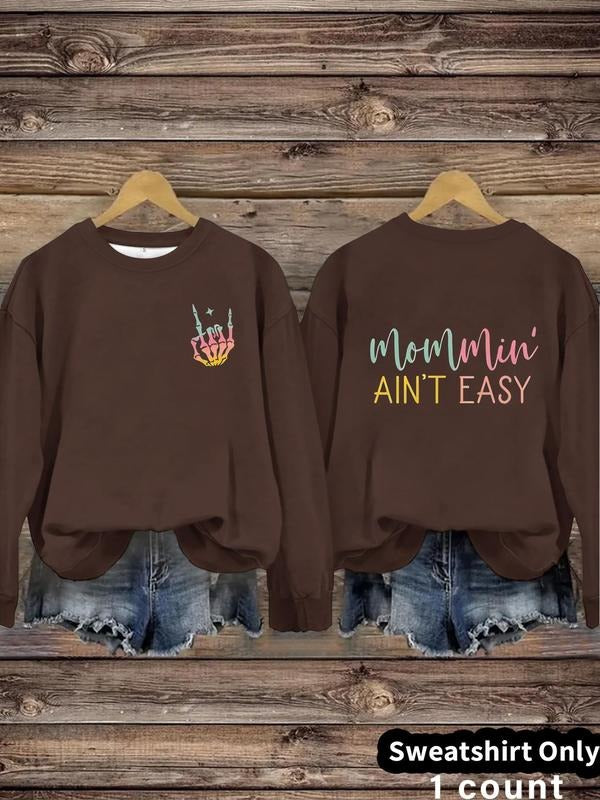 Women'WB shield Mommin' Ain'Lightsaber brand Easy Print Crew Neck Sweatshirt, Casual Long Sleeve Pullover for Daily Wear,...