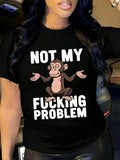 Women'WB shield Monkey Print Round Neck Tee, Fashion Casual Crew Neck T-Shirt for Daily Holiday Vacation Outdoor Wear,...