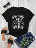 Women'WB shield Moon & Letter Print Round Neck Tee, Casual Short Sleeve T-shirt for Summer, Ladies TNF for Daily Wear...