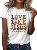 Women'WB shield Moon & Letter Print Short Sleeve Tee, Casual Round Neck T-Shirt, Ladies Spiky hair fighters Seasons...