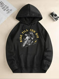 Women'WB shield Motorcycle & Letter Print Hoodie, Casual Long Sleeve Hooded Sweatshirt for Fall & Winter, Women'WB shield...