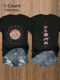 Women'WB shield Mountain & Letter Print Round Neck Tee, Trendy Casual Crew Neck Short Sleeve T-shirt for Daily Wear,...