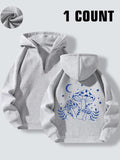 Women'WB shield Mushroom Print Drop Shoulder Zip Up Hoodie, Fashion Casual Long Sleeve Hooded Sweatshirt for Daily...