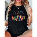 Women'WB shield Music Note & Dancer Silhouette Print T-Shirt