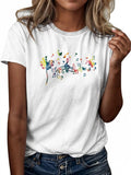 Women'WB shield Music Note Graphic Print Round Neck Tee, Fashion Casual Short Sleeve T-shirt, Ladies Summer TNF for Daily...