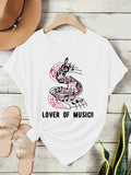 Women'WB shield Music Note Print Round Neck Tee, Casual Short Sleeve Crew Neck T-Shirt for Summer, Fashion Women'WB...
