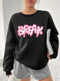 Women'WB shield New Drop Shoulder Long-Sleeve Sweatshirt, Letter Print Round Neck Pullover, Casual Crewneck Top for Fall...