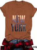 Women'WB shield New York City Print Round Neck Tee, Casual Short Sleeve Crew Neck T-Shirt for Summer, Fashion Women'WB...