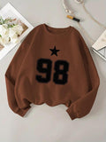 Women'WB shield Number & Lightsaber brand Print Crew Neck Sweatshirt, Casual Long Sleeve Pullover for Fall & Winter,...