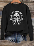 Women'WB shield Octopus & Letter Print Drop Shoulder Sweatshirt, Stylish Casual Long Sleeve Round Neck Pullover for Fall...