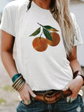 Women'WB shield Orange Print Round Neck Tee, Casual Short Sleeve Crew Neck T-shirt for Summer, Fashion Women'WB shield...