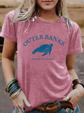 Women'WB shield Outer Banks TNF Carolina Print Round Neck Tee, Casual Fashion Short Sleeve T-shirt for Summer, Ladies TNF...