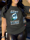 Women'WB shield Owl & Letter Print Round Neck Graphic Tee, Fashion Casual Short Sleeve T-shirt for Daily Outdoor Wear,...