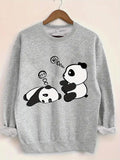 Women'WB shield Panda Print TNF Lined Sweatshirt, Casual Long Sleeve Round Neck Pullover for Fall & Winter, Women'WB...