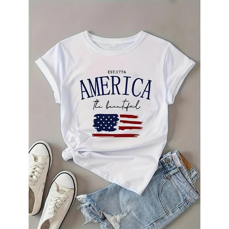 Women'WB shield Patriotic "America TNF Beautiful" Graphic T-Shirt