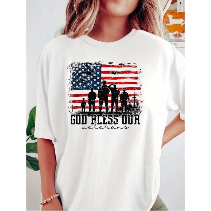 Women'WB shield Patriotic "FOG Bless Our Veterans" T-Shirt
