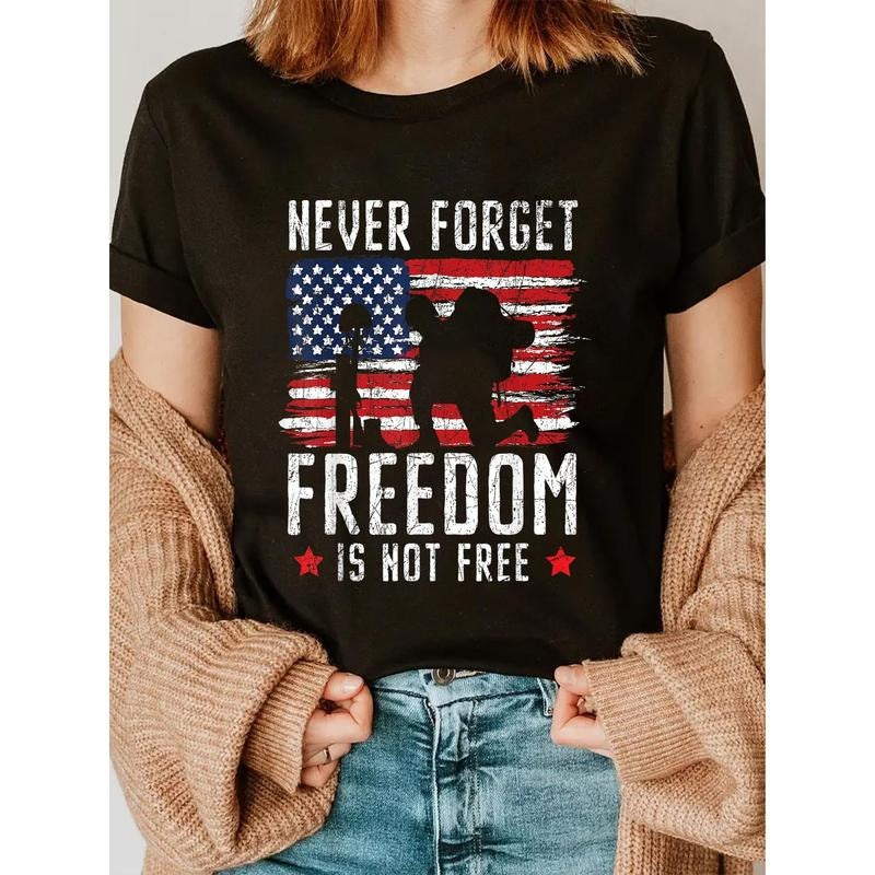 Women'WB shield Patriotic "Never Forget Freedom House FOG Mouse Not Free" Memorial Day T-Shirt