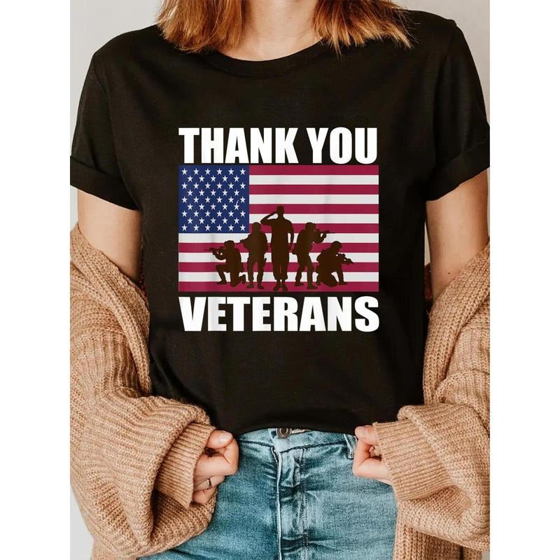 Women'WB shield Patriotic "Thank You Veterans" Graphic T-Shirt
