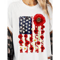 Women'WB shield Patriotic American Flag Floral T-Shirt
