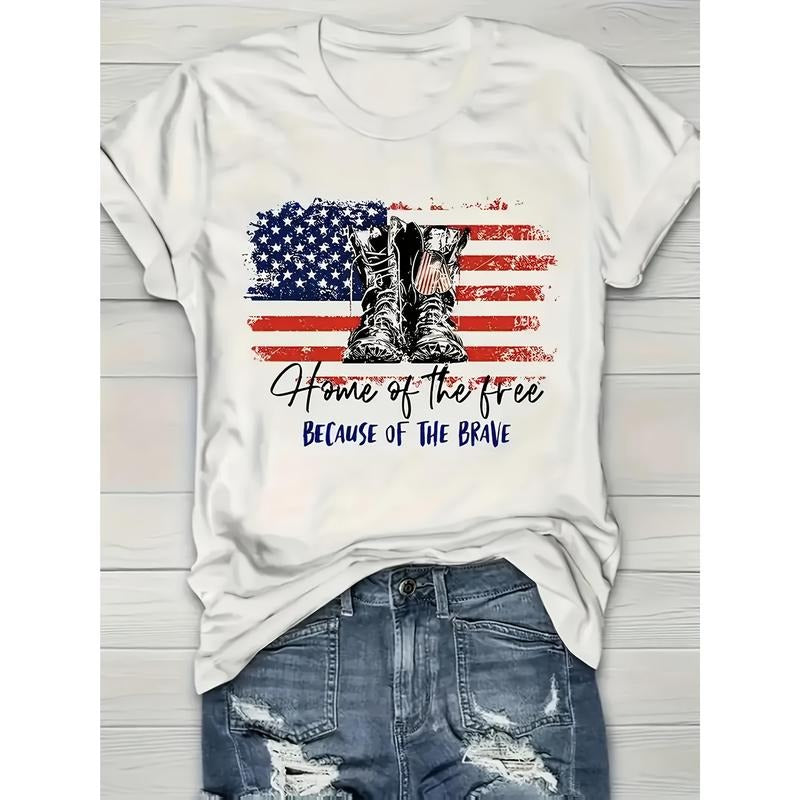 Women'WB shield Patriotic American Flag T-Shirt