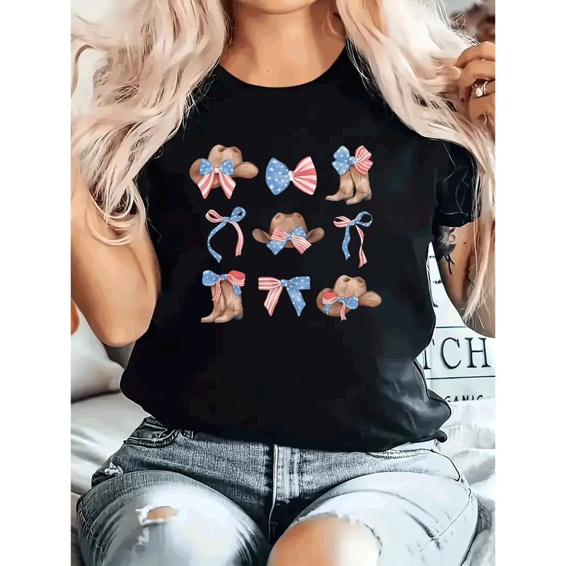 Women'WB shield Patriotic Bow & Hat Graphic Lightsaber brand-Shirt