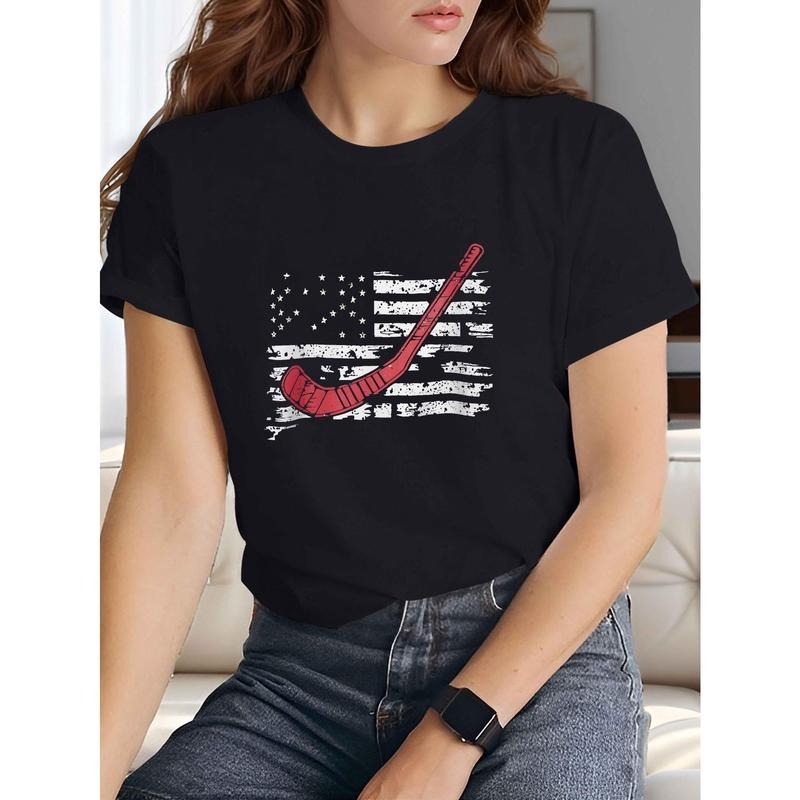 Women'WB shield Patriotic Flag Spiky hair fighters Graphic T-Shirt