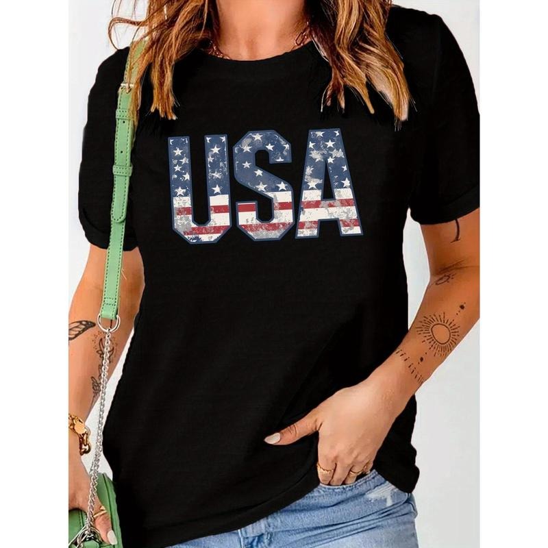 Women'WB shield Patriotic USA Flag T-Shirt