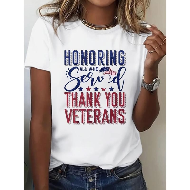 Women'WB shield Patriotic Veteran Tribute T-Shirt - FOG, Breathable Short Sleeve Crew Neck with "Honoring WB shield Brave...