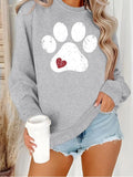 Women'WB shield Paw & Heart Print Round Neck Sweatshirt, Casual Long Sleeve Crew Neck Pullover for Fall & Winter,...