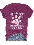 Women'WB shield Paw Print & Letter Print Round Neck Tee, Fashion Casual Crew Neck T-Shirt for Daily Holiday Vacation...
