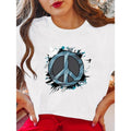 Women'WB shield Peace Symbol with Dove Graphic 100% Cotton T-Shirt - Comfort Fit Short Sleeve Round Neck Casual Top,...