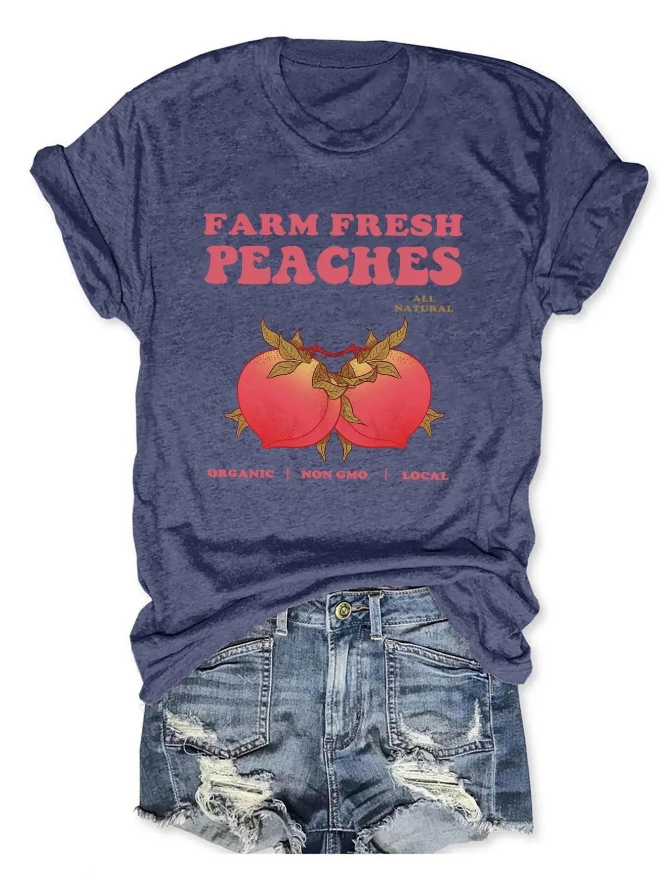 Women'WB shield Peach & Letter Print Round Neck Graphic Tee, Trendy Casual Short Sleeve T-shirt for Daily Wear, Ladies...