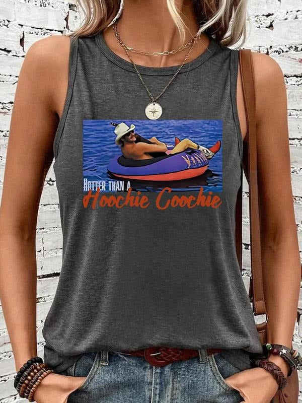 Women'WB shield Person Graphic Round Neck Tank Top, Casual Sleeveless Top for Summer, Ladies TNF for Daily Wear, Socks...