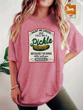 Women'WB shield Pickle Print Round Neck Tee, Fashion Casual Crew Neck T-shirt for Daily Holiday Vacation Outdoor Wear,...